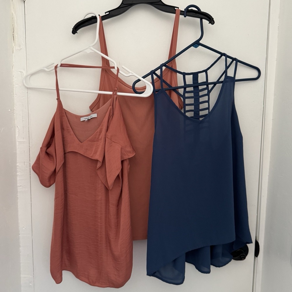 Mine No Boundaries Naked Zebra Tops Lot of 3 Blue Orange Business Casual Sz M L